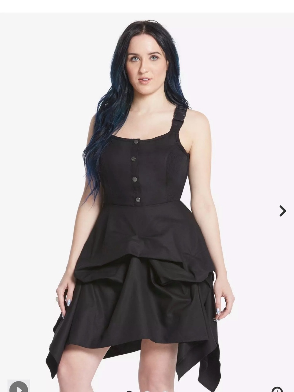 Torrid Star Wars Rouge One Black Button-Front Peplum Asymmetrical Hem Dress
